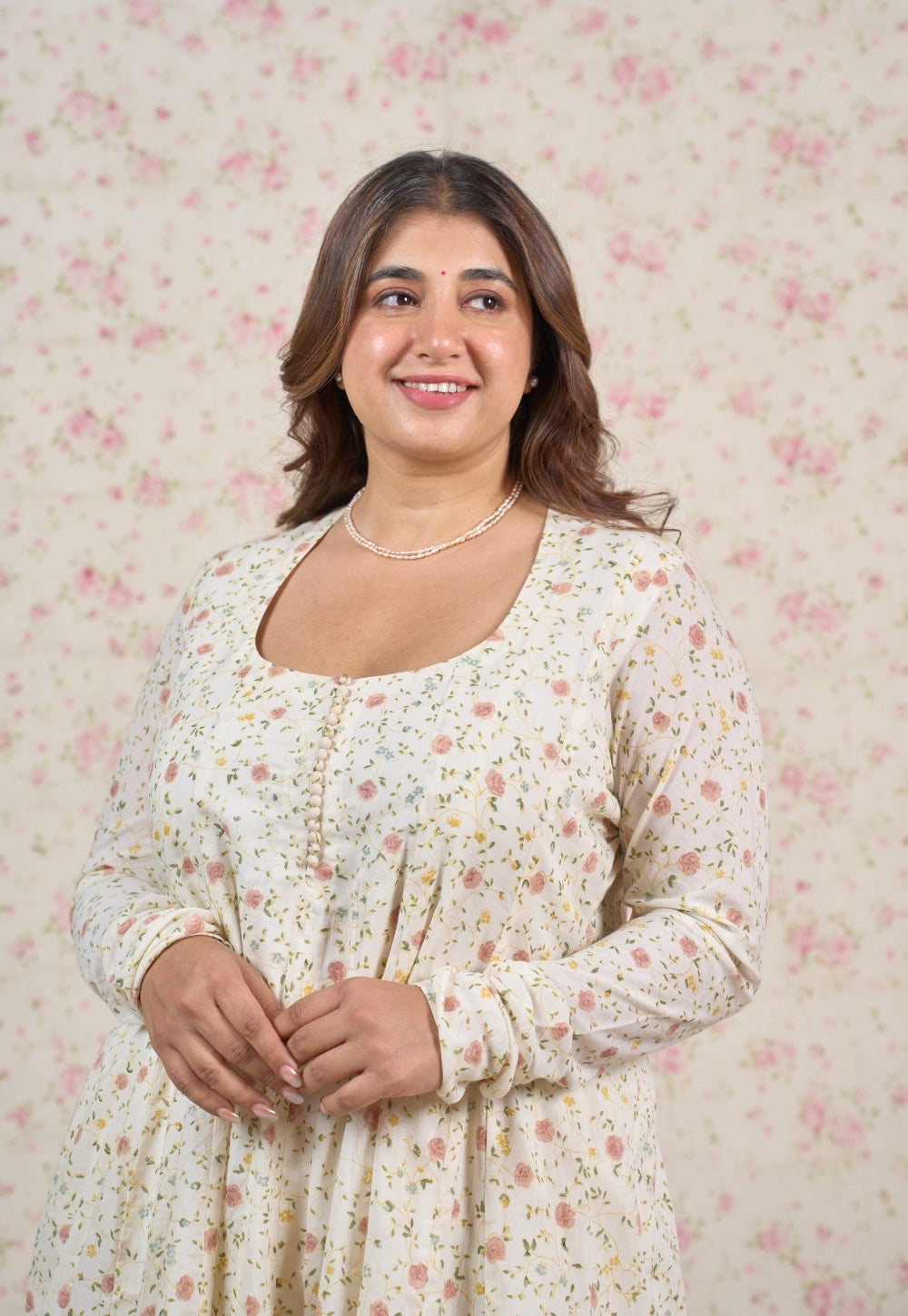 Tira White Sanganeri Mul Cotton Kali Kurta