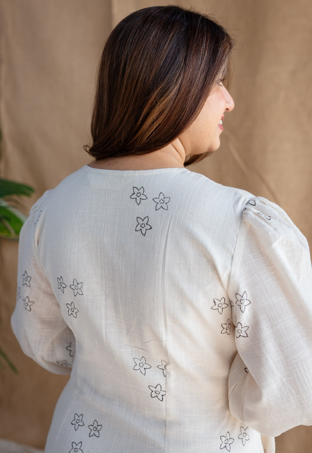 Eyza Dabu Slub Cotton Hand Embroidered Dress