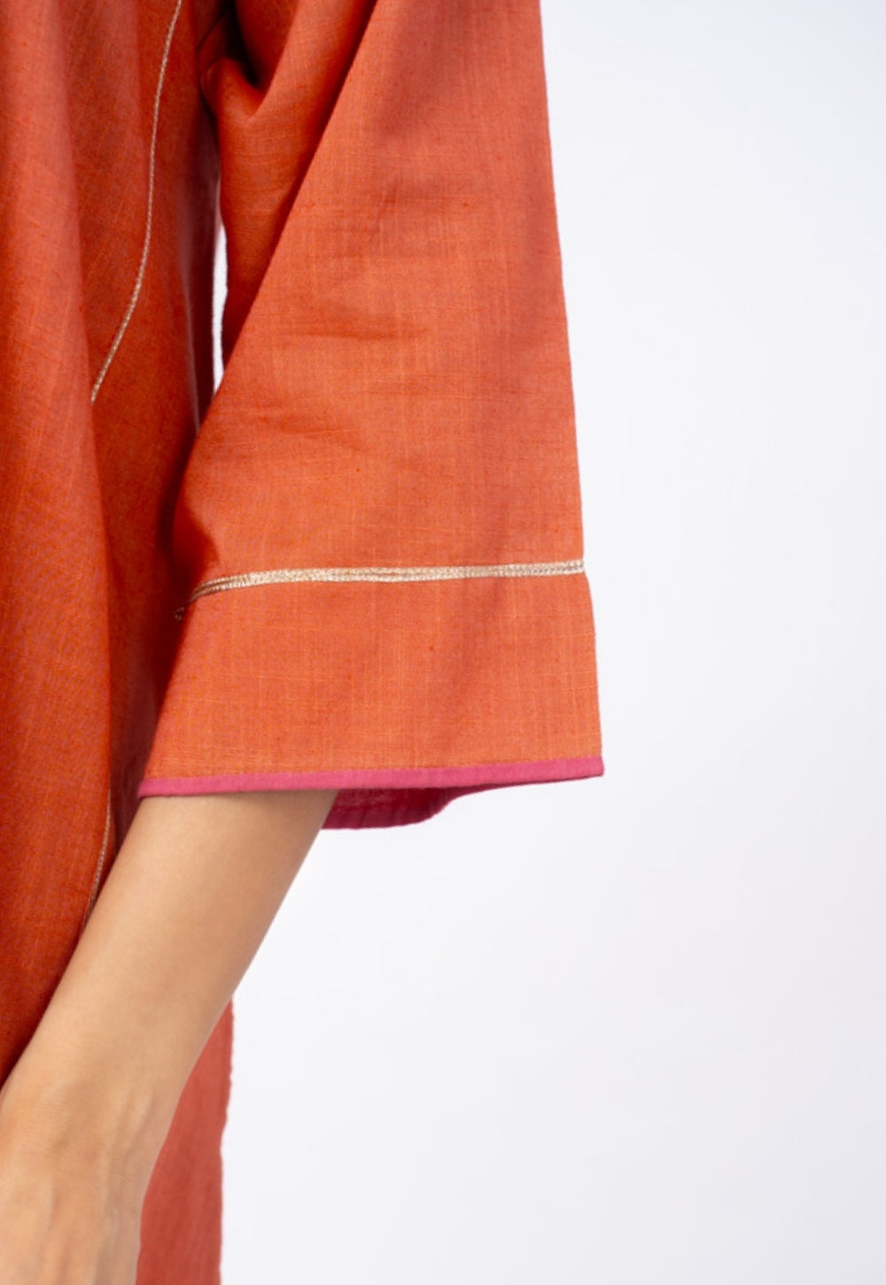 Adhya Orange Solid Slub Cotton Jhabbha Kali Kurta Suit Set with Printed Dupatta(Set of 3) (Copy)