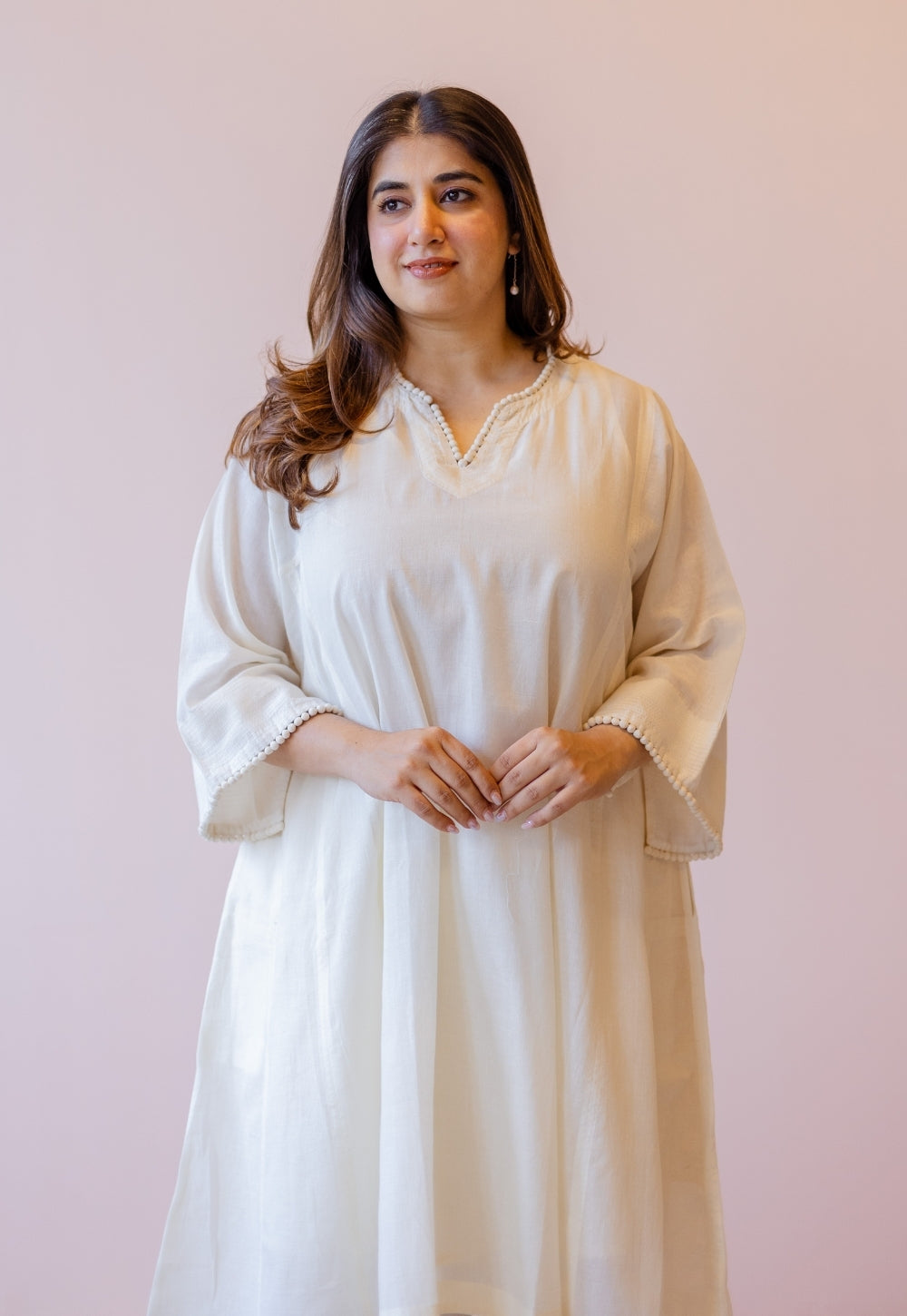 Soha Off White Solid Handloom Cotton Anti-Fit Kurta