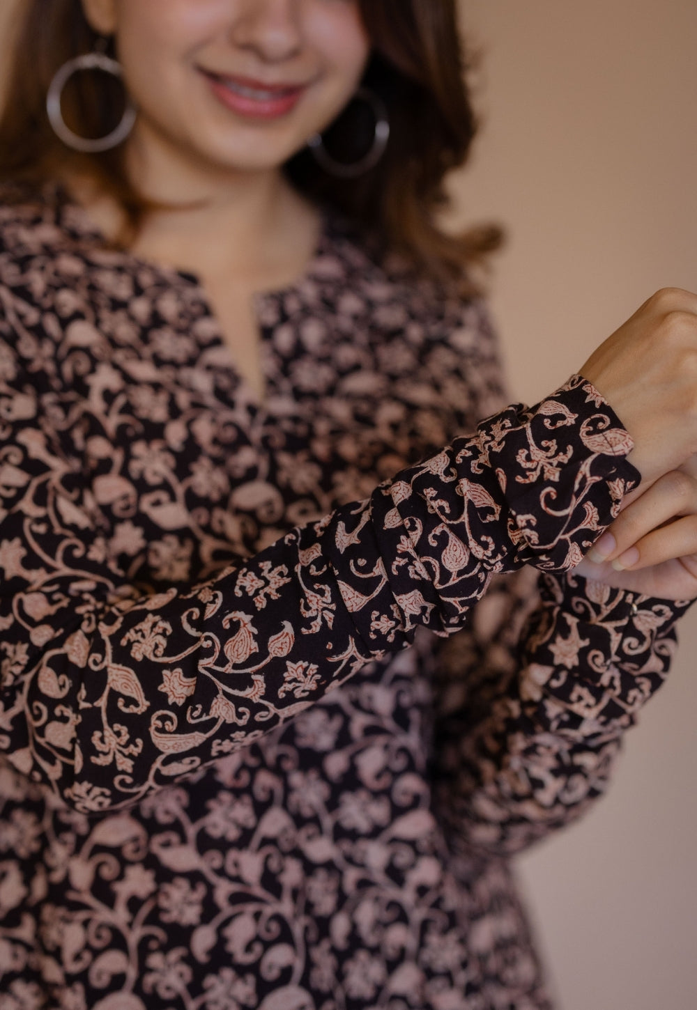 Shinat Black Bagru Cotton Kali Kurta