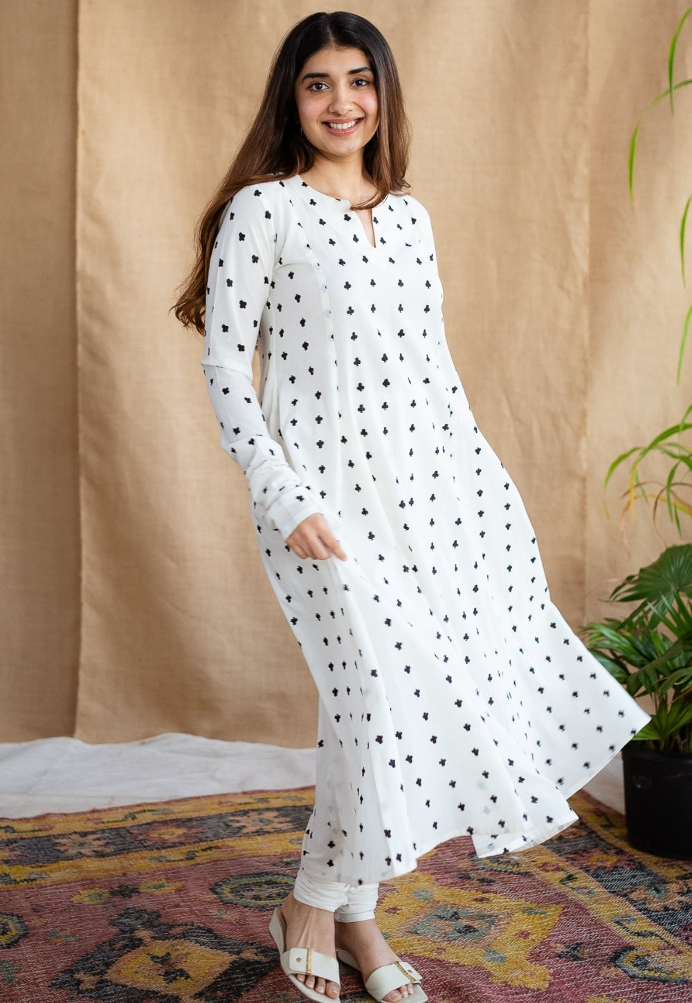 Shinat Block Printed Cotton Kali Kurta Set (3 Piece Set)