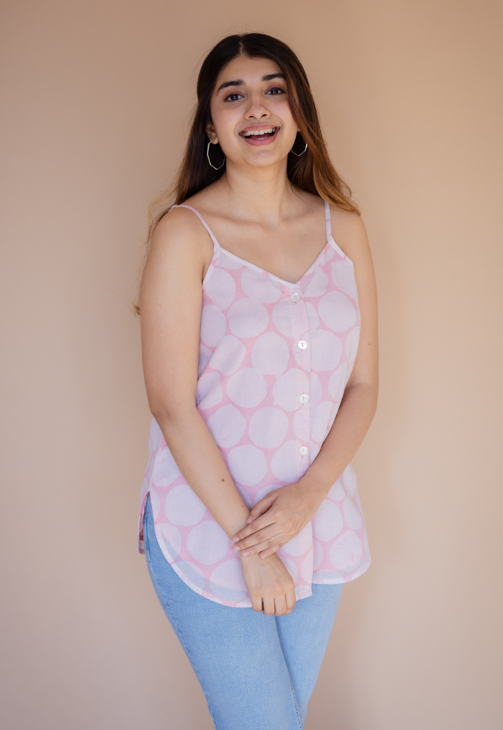 Ira Pink Batik MulMul Straight Short Top