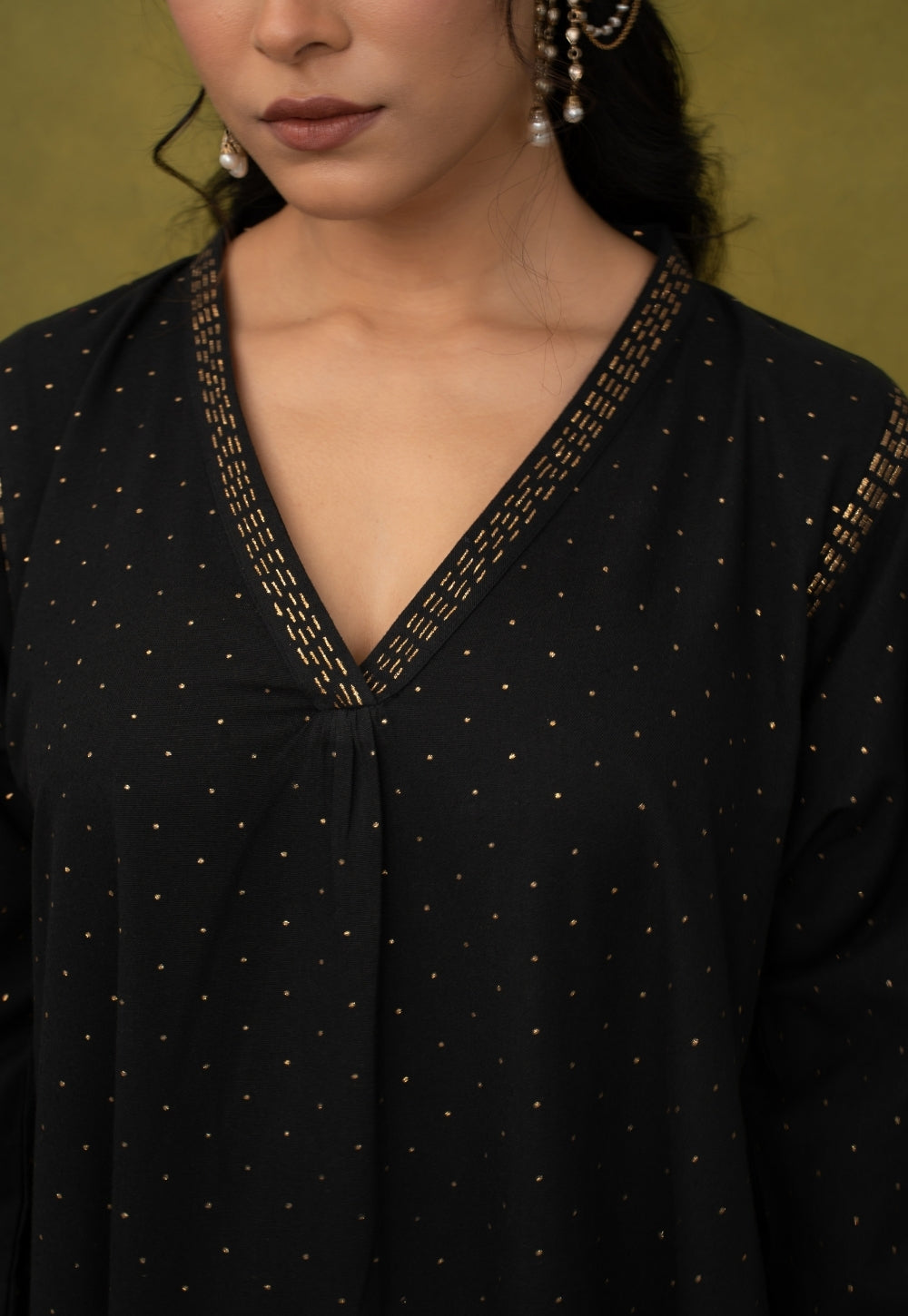 Qainat Black Rogan Handlock Printed Cotton Jhabbha Kali Kurta Suit Set (Set of 3)