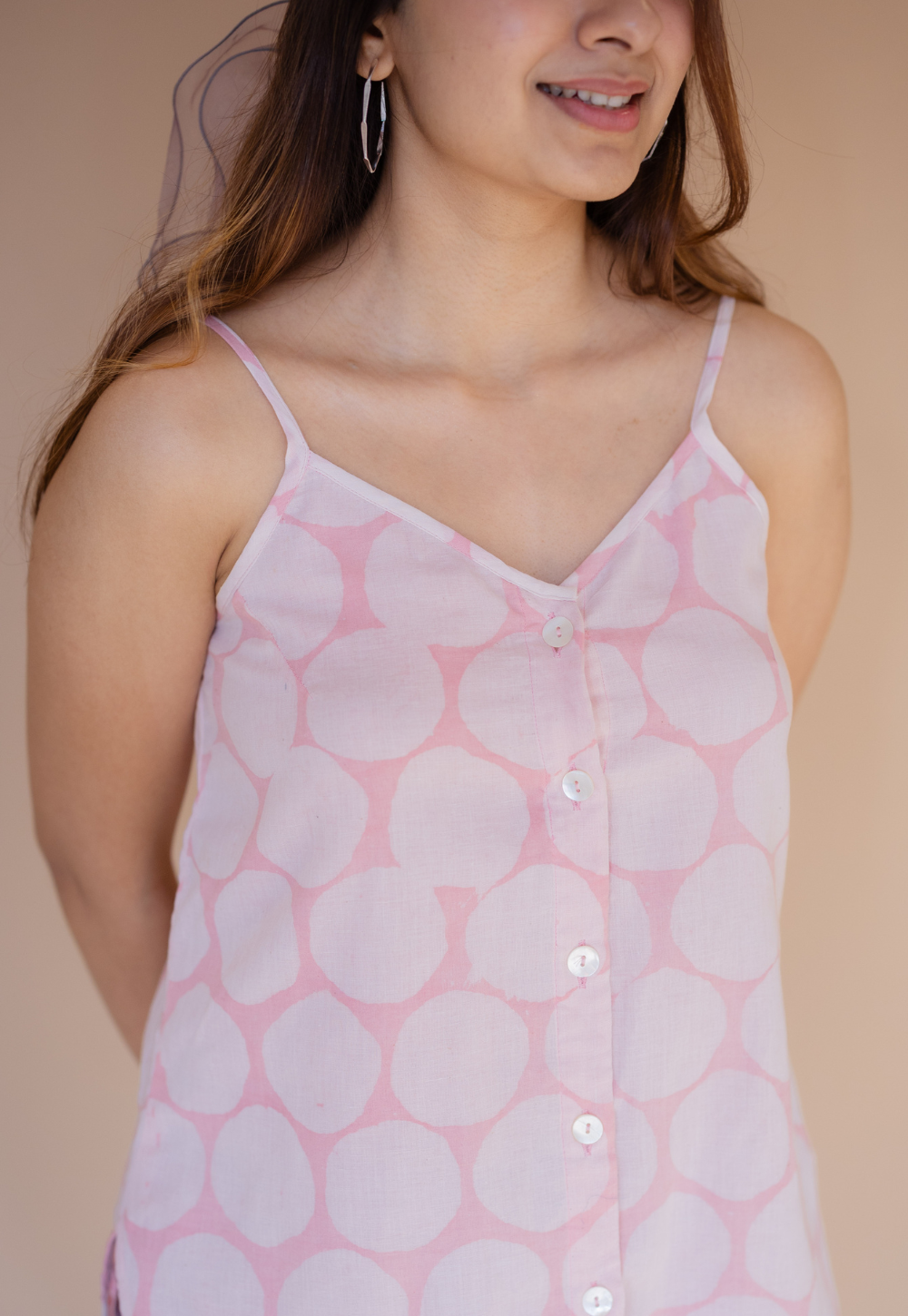 Ira Pink Batik MulMul Straight Short Top