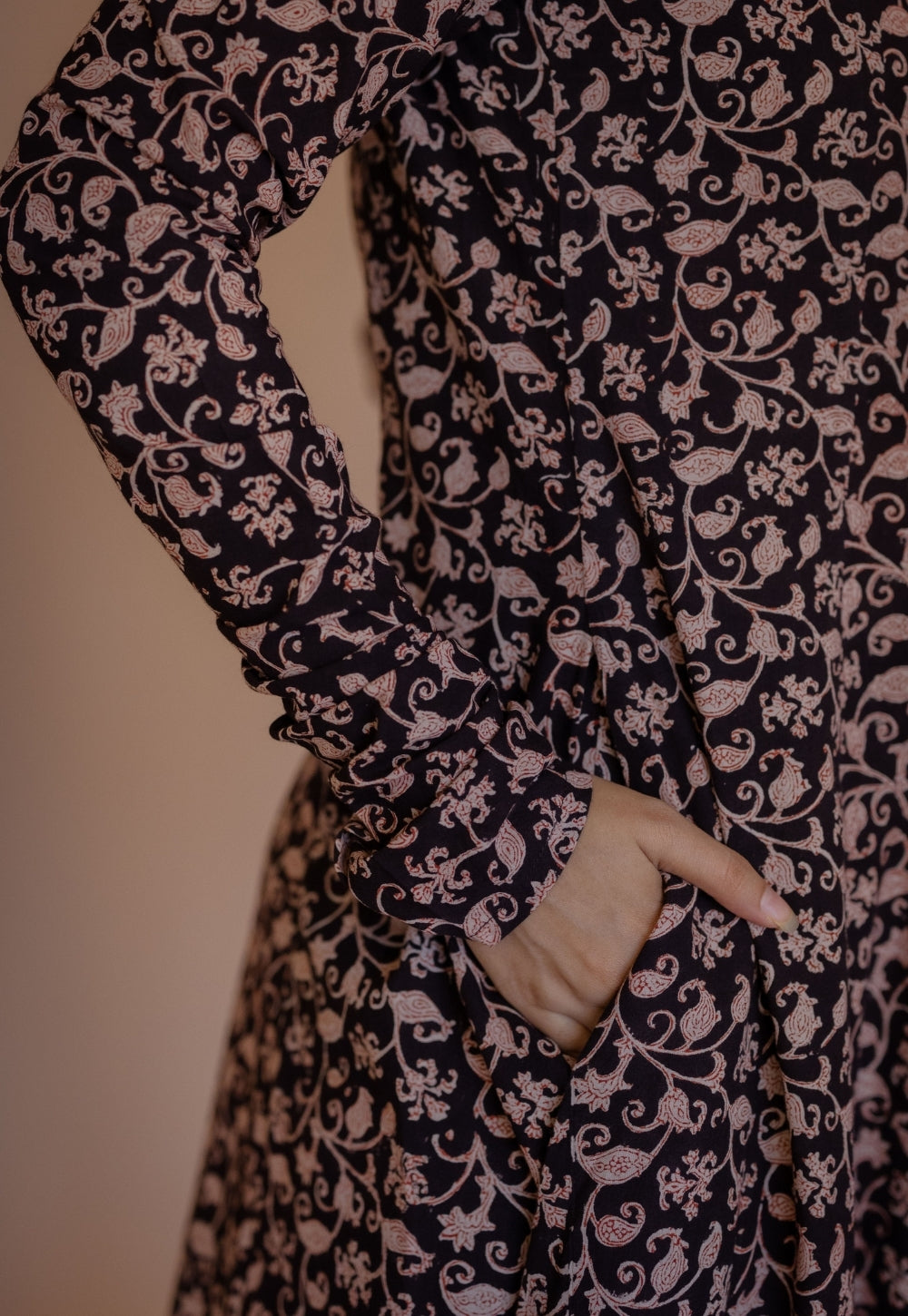 Shinat Black Bagru Cotton Kali Kurta