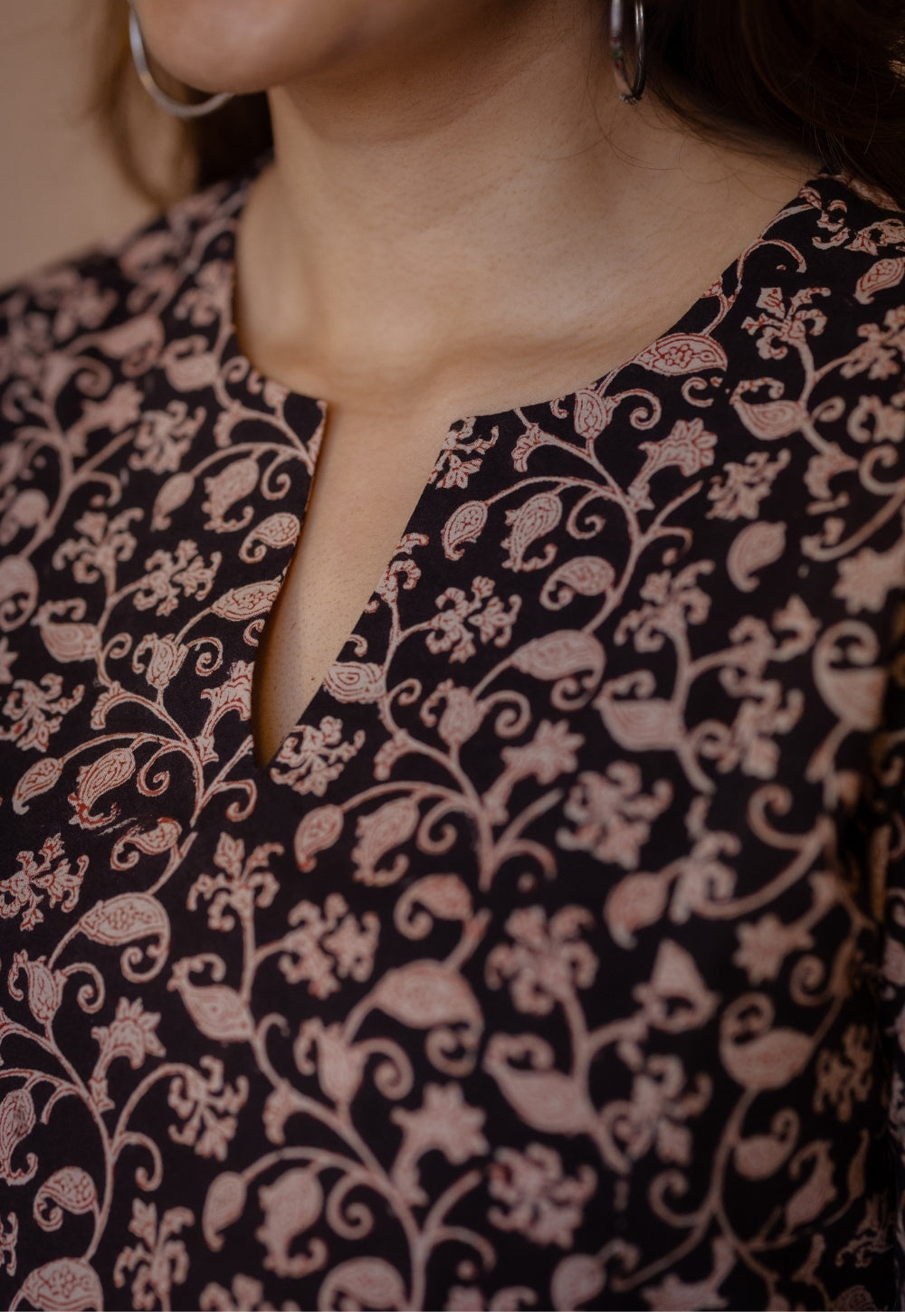 Shinat Black Bagru Cotton Kali Kurta