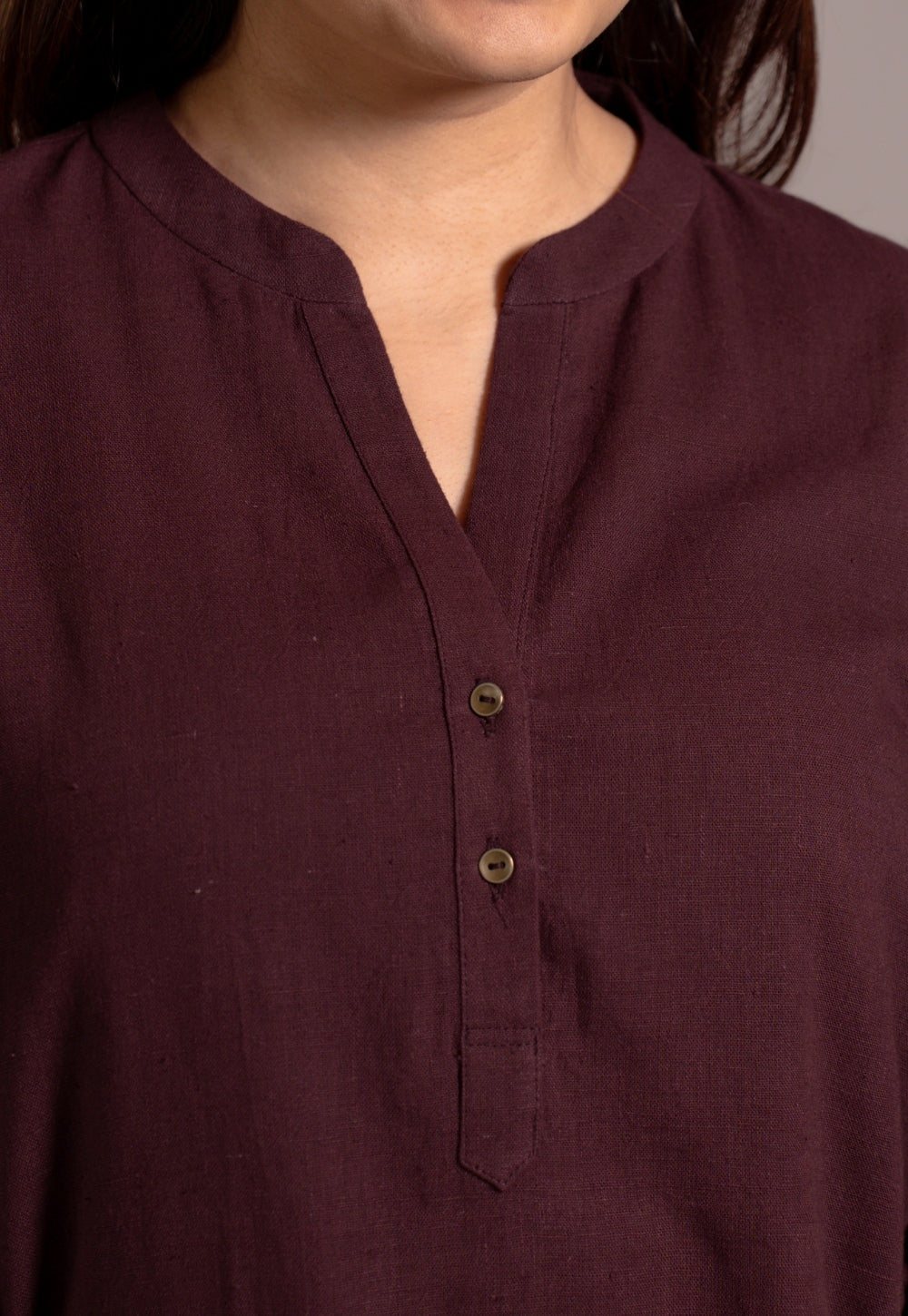 Wine Solid Slub Cotton Straight Kurta - DyeVerse