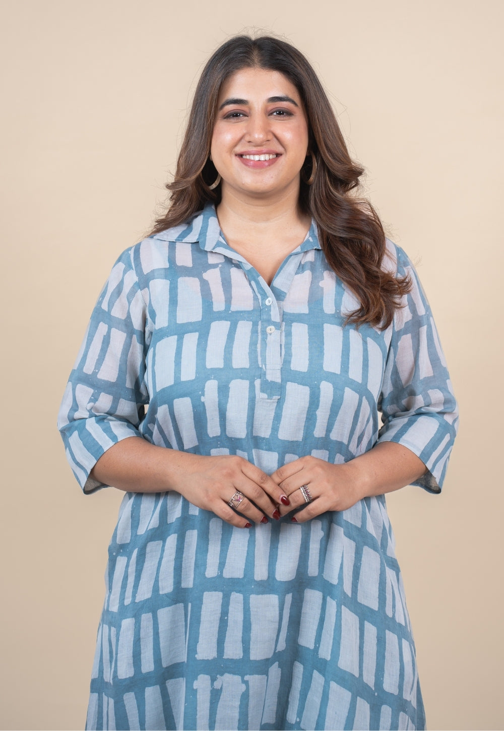 Misha Blue Batik MulMul A Line Dress