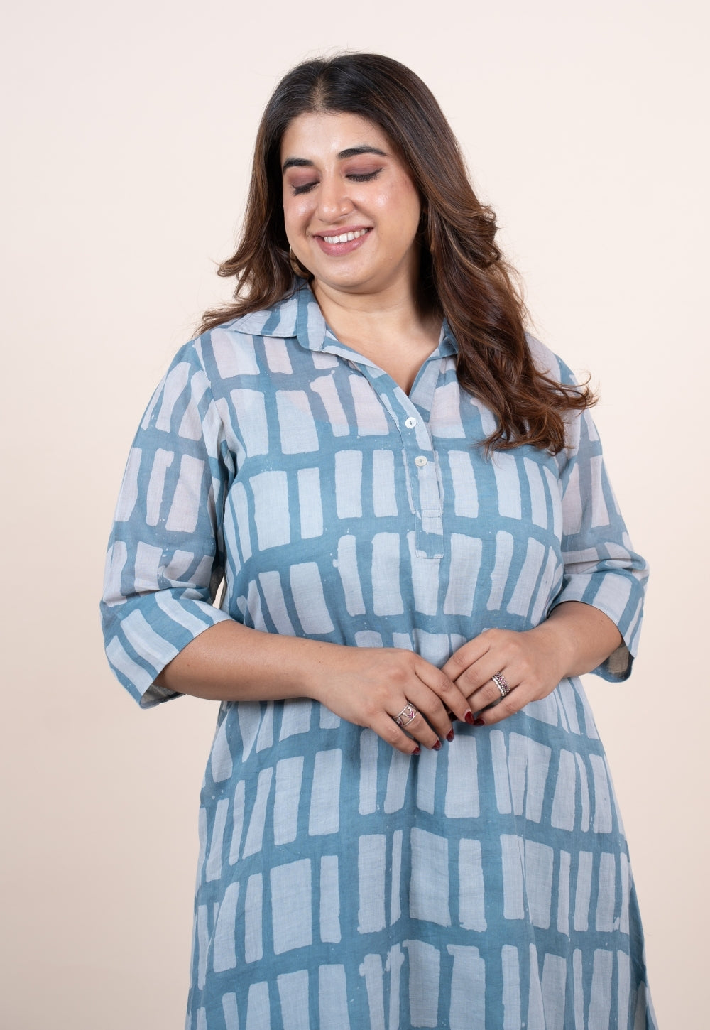 Misha Blue Batik MulMul A Line Dress