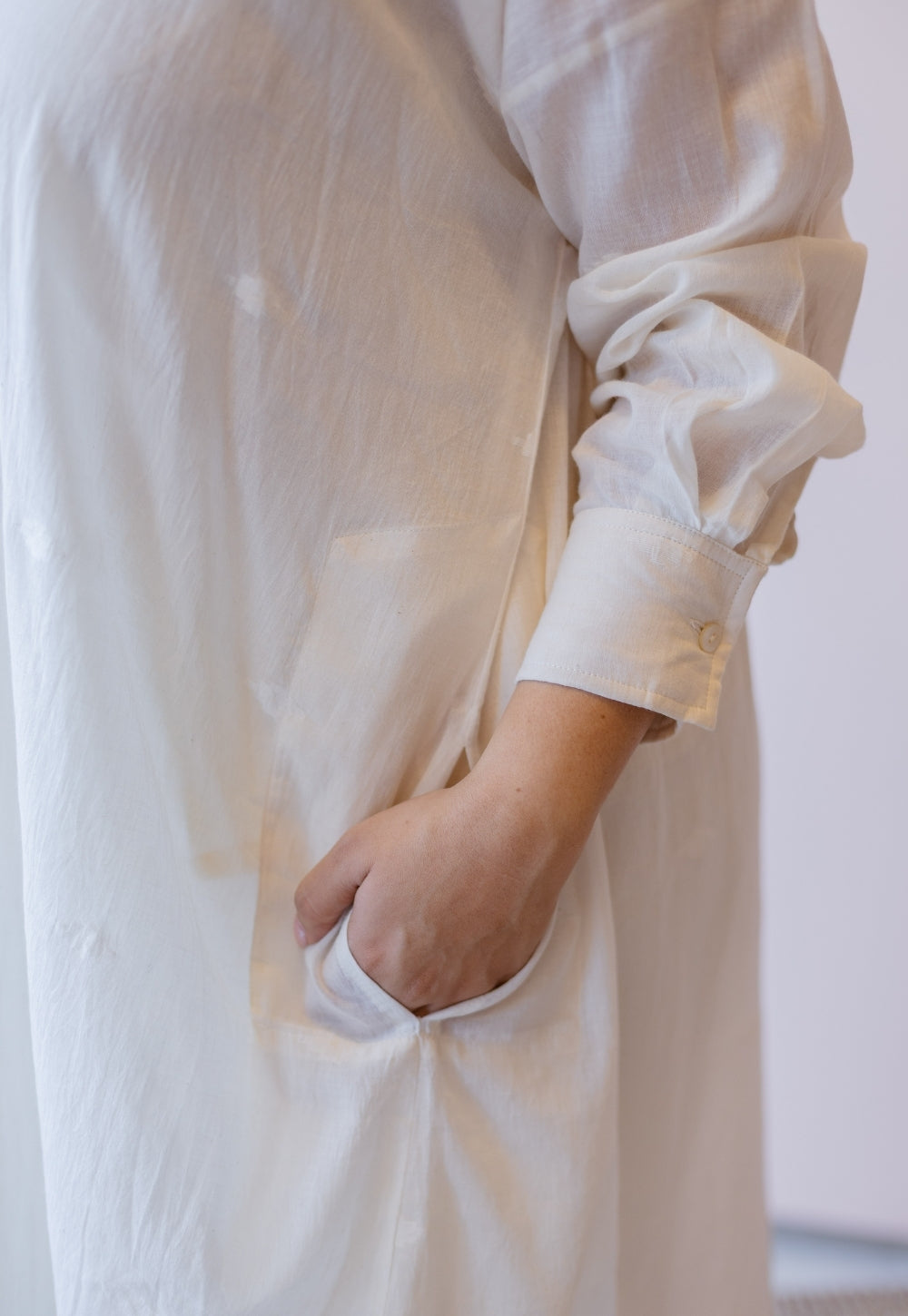 Asha Off White Jamdani Handloom Cotton Anti-Fit Kurta