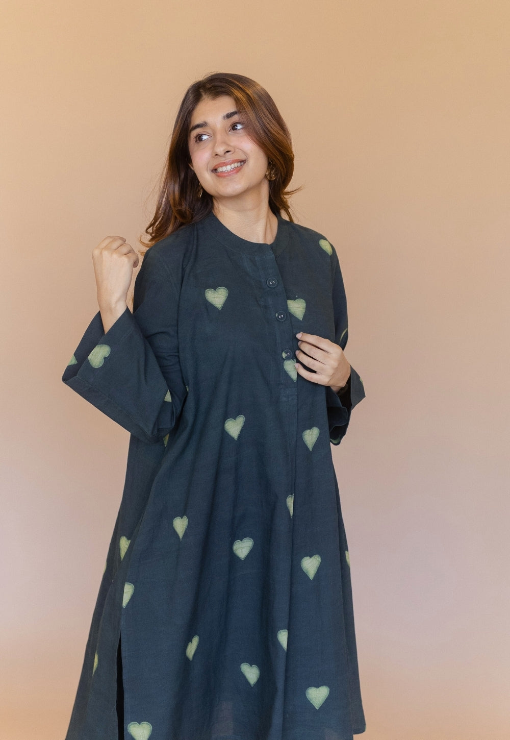 Ayaat Green Dabu Cotton Anti-Fit Kurta