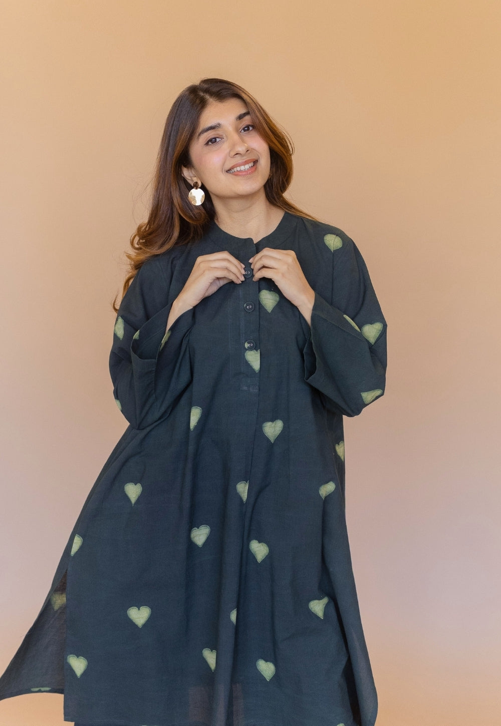 Ayaat Green Dabu Cotton Anti-Fit Kurta