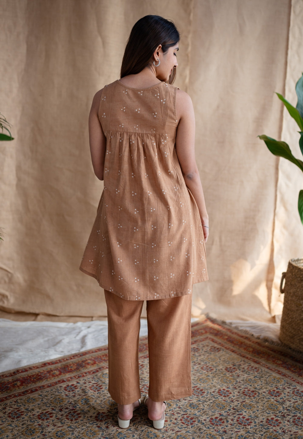Tahin Slub Cotton Straight Pant