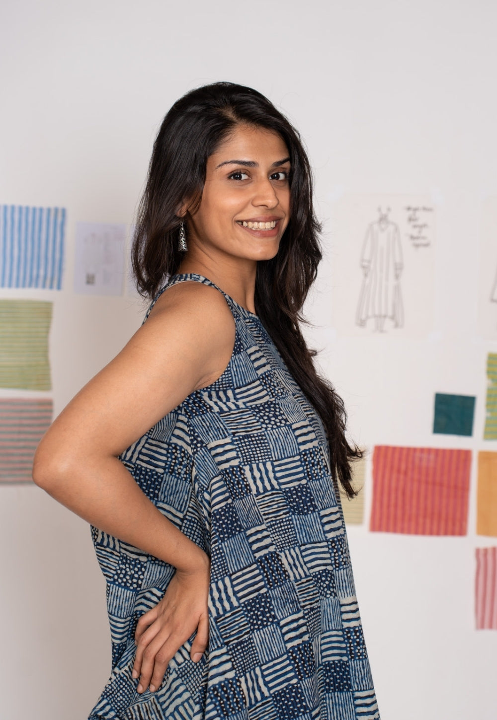 Parveen Blue Ajrakh Cotton A Line Short Tops
