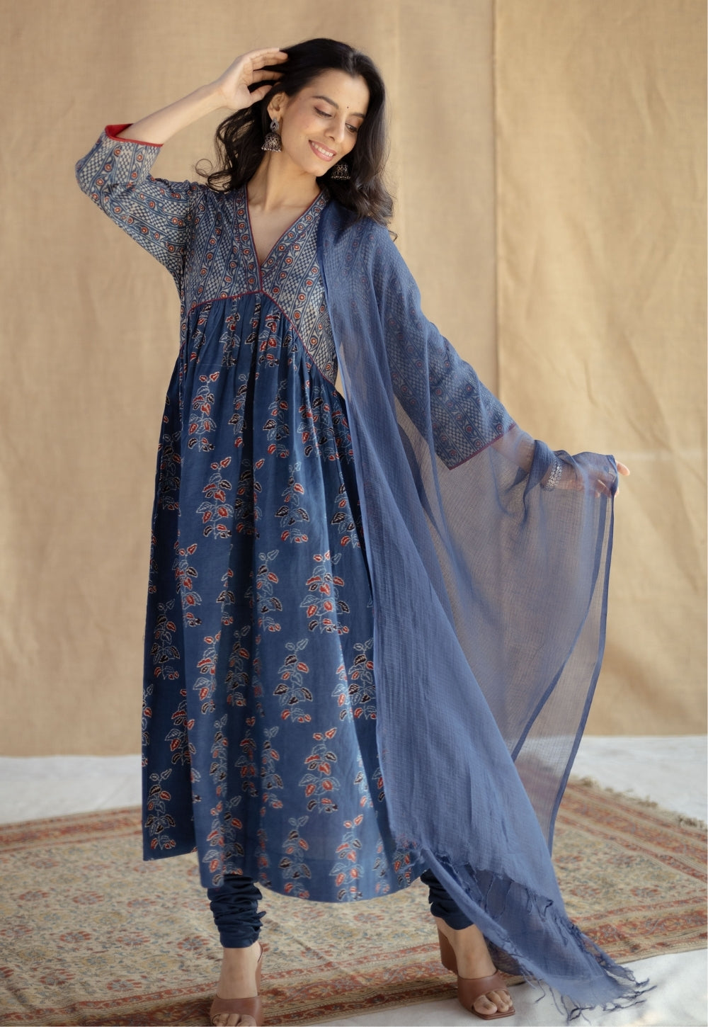 Indigo Solid Kota Doria Cotton Dupatta