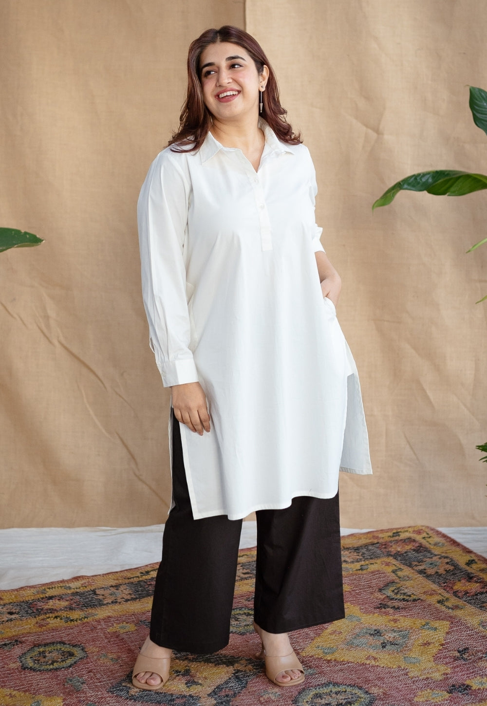 TIECO DyeVerse - White Poplin Cotton Embroidered Kurta