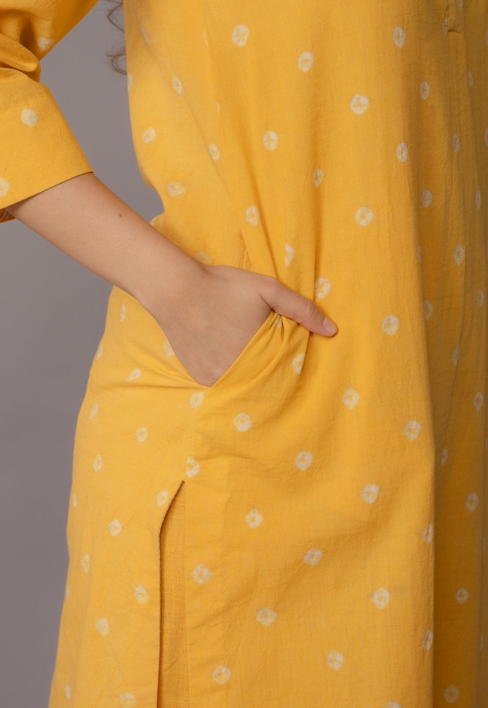 Tanya Yellow Bandhani Cotton Straight Kurta