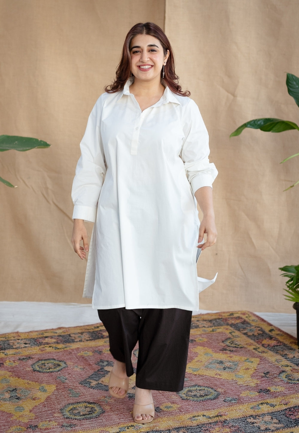 TIECO DyeVerse - White Poplin Cotton Embroidered Kurta