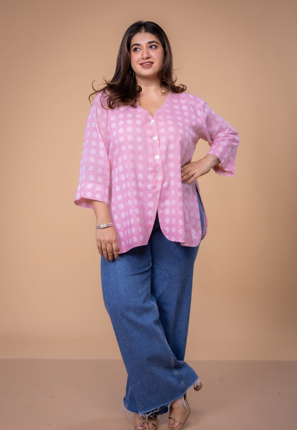 Rina Pink Batik MulMul Straight Short Top