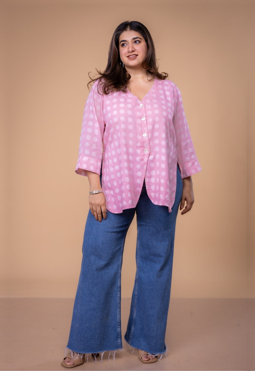 Rina Pink Batik MulMul Straight Short Top