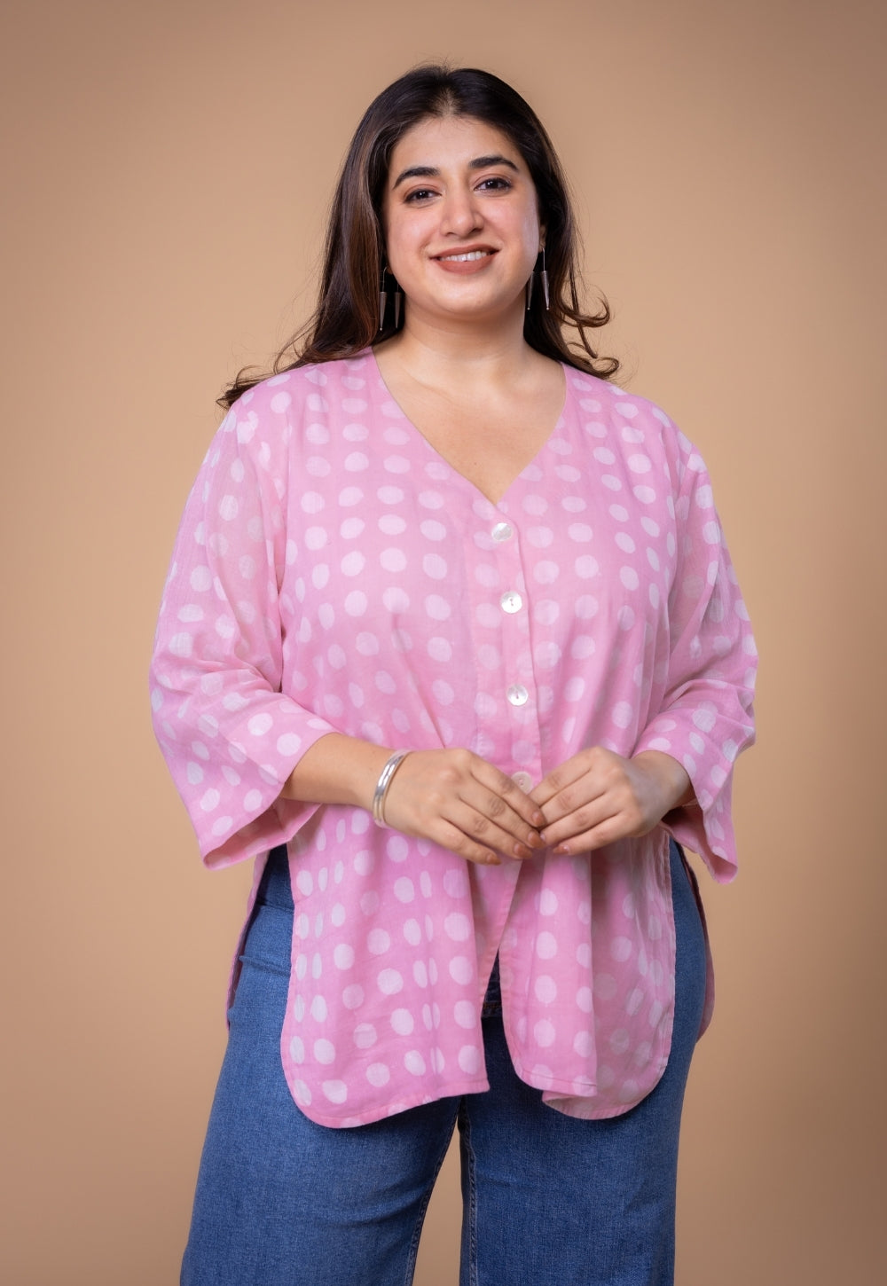 Rina Pink Batik MulMul Straight Short Top