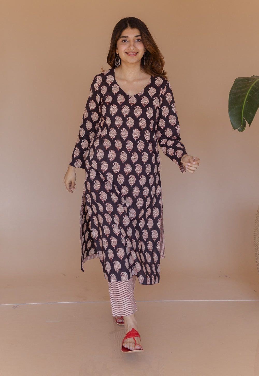 Aarushi Black Bagru Cotton Straight Kurta with Dupatta