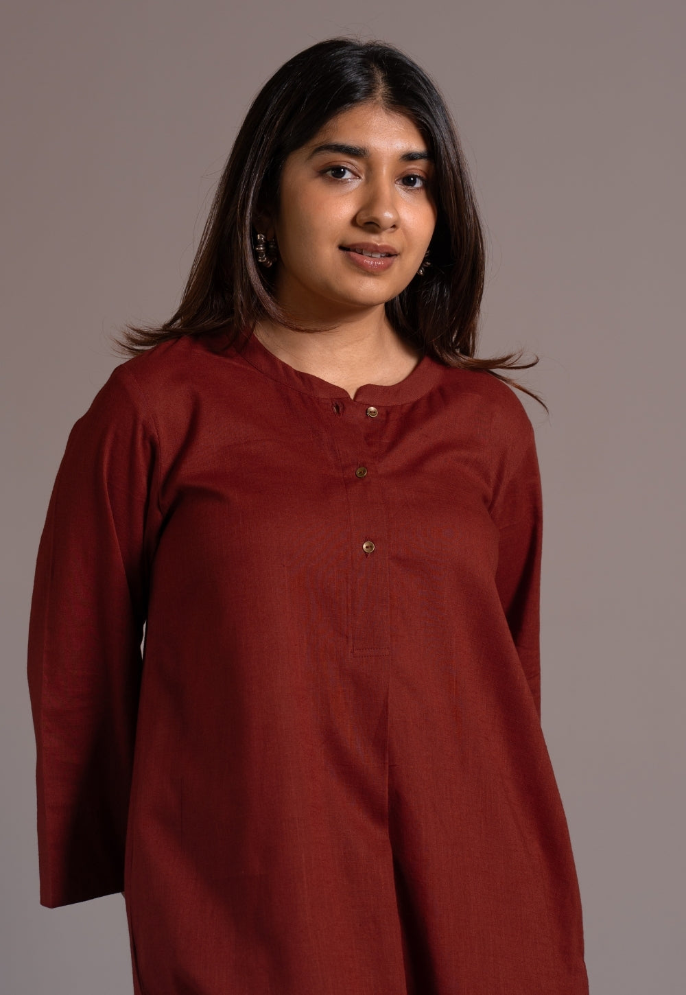 Madder Solid Slub Cotton Straight Kurta - DyeVerse