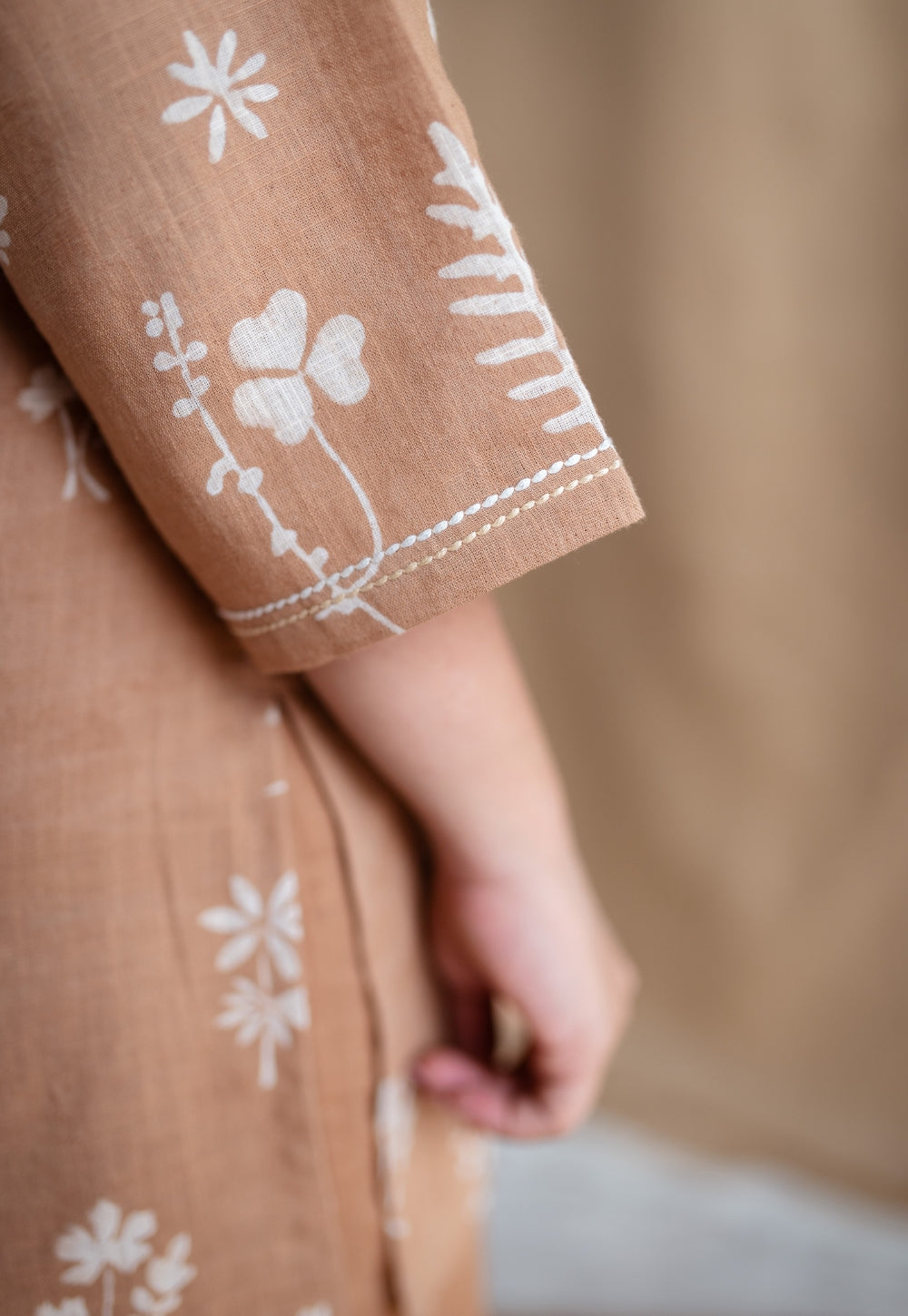 Mishel Dabu Slub Cotton Embroidered Top
