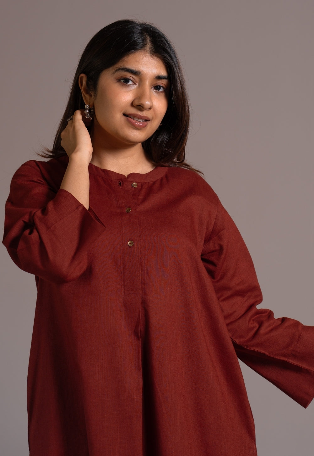 Madder Solid Slub Cotton Straight Kurta - DyeVerse