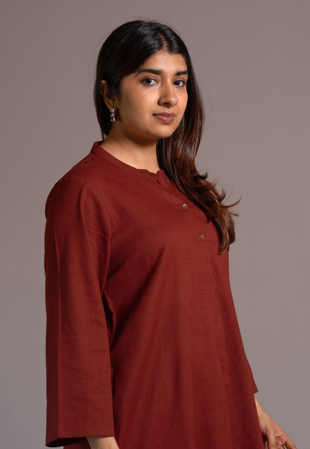 Madder Solid Slub Cotton Straight Kurta - DyeVerse