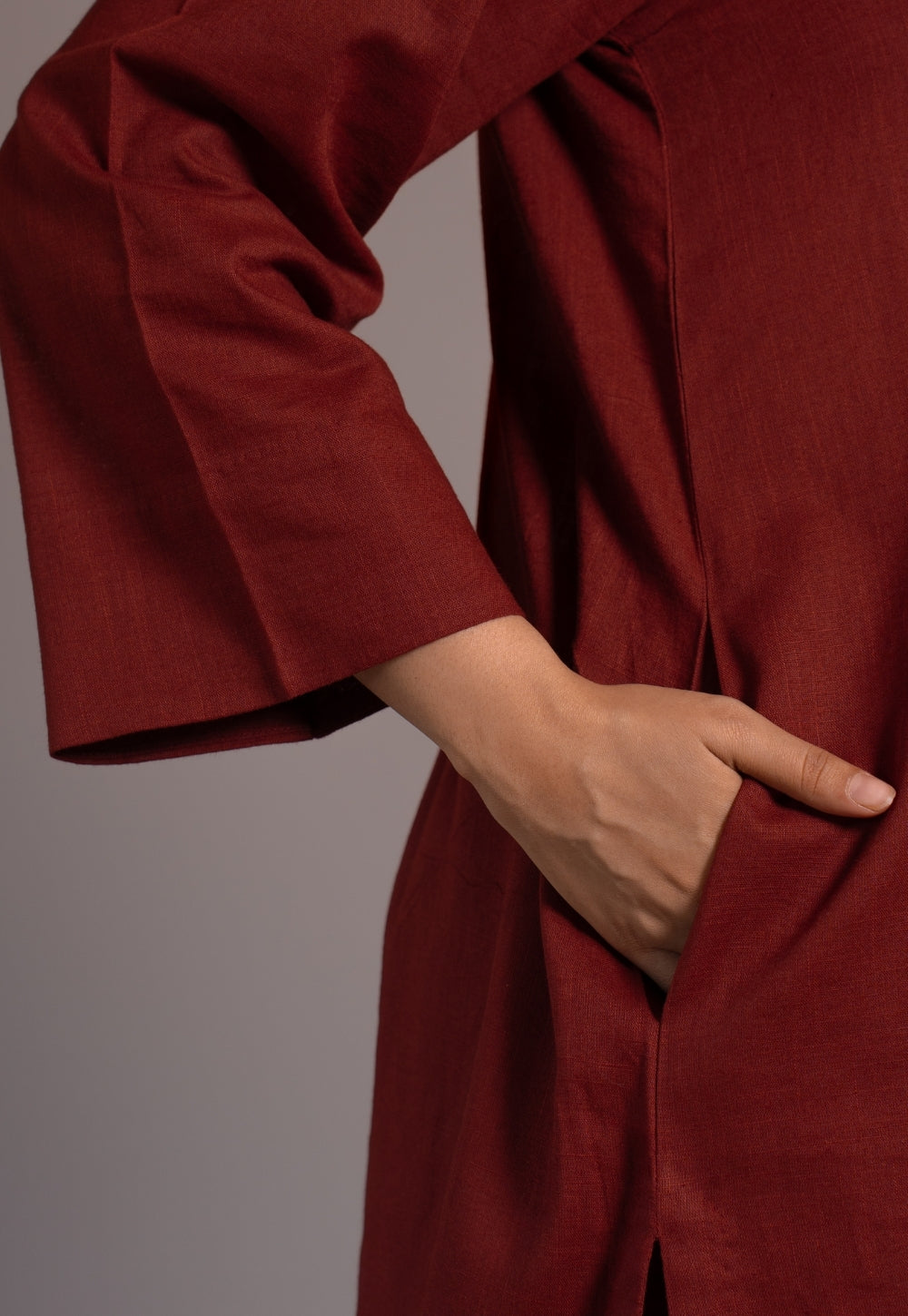 Madder Solid Slub Cotton Straight Kurta - DyeVerse