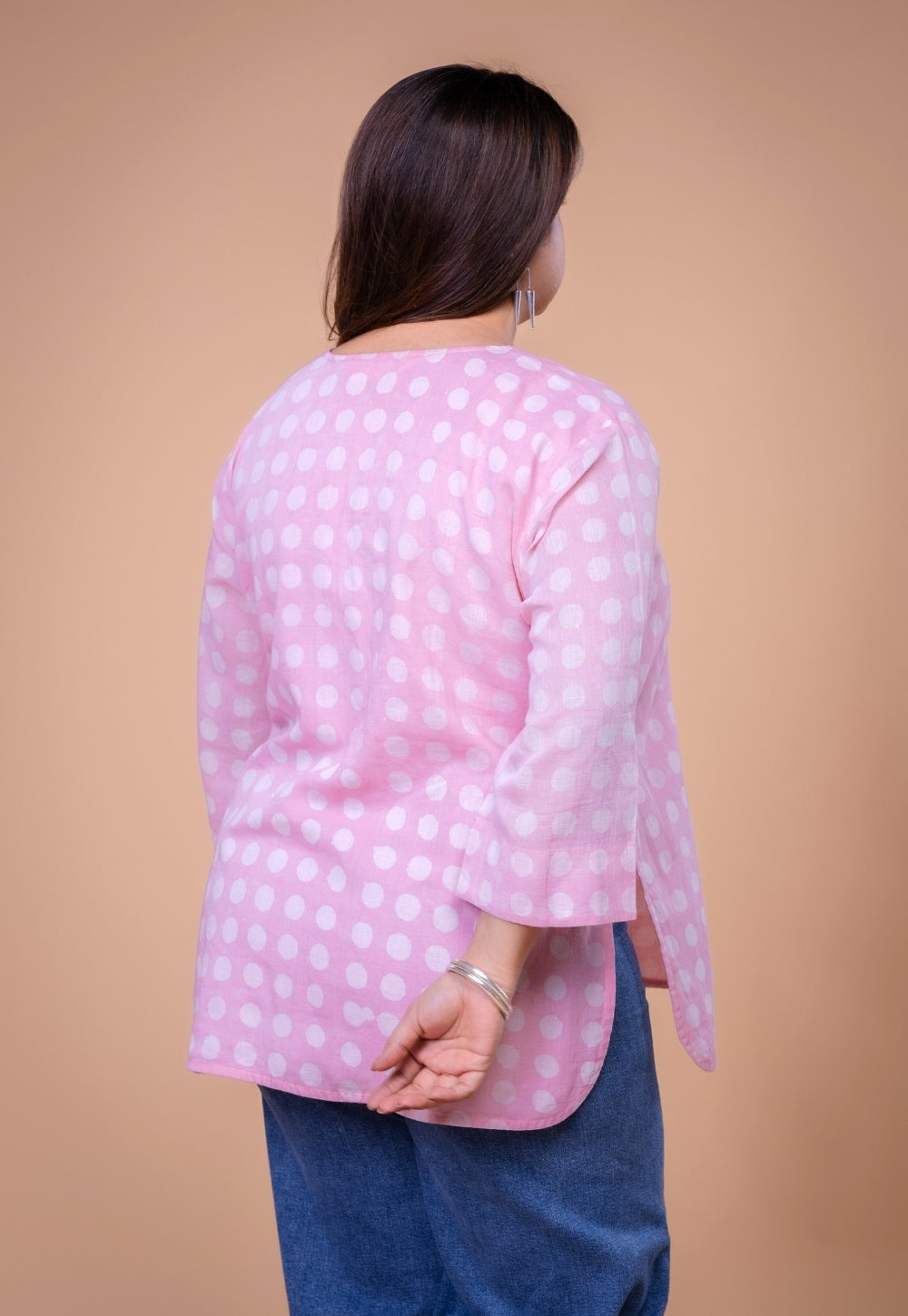 Rina Pink Batik MulMul Straight Short Top