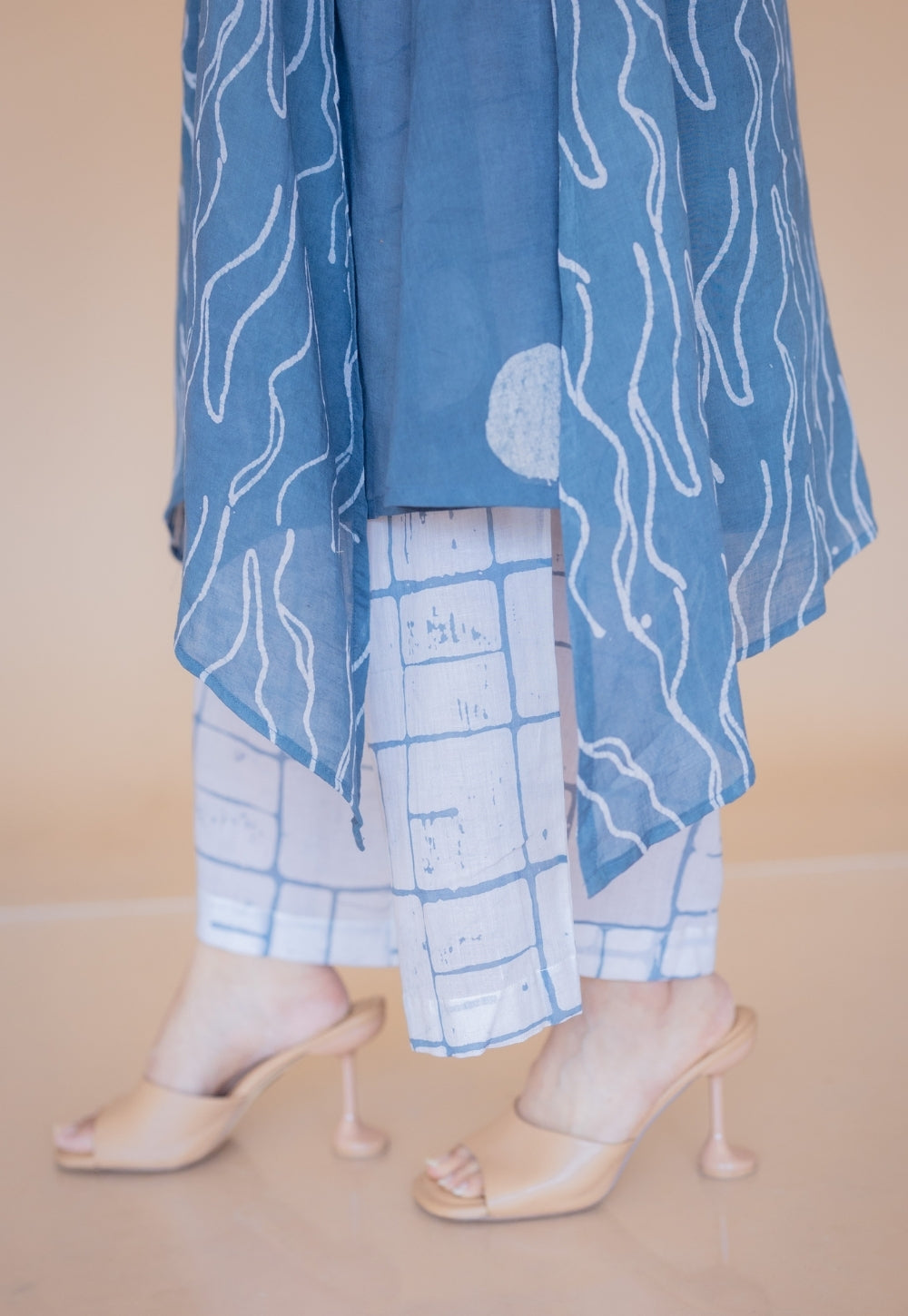 Aqsa Blue Batik MulMul Wide Pant