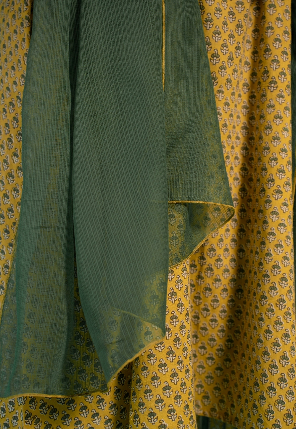 Moss Green Solid Kota Doria Dupatta