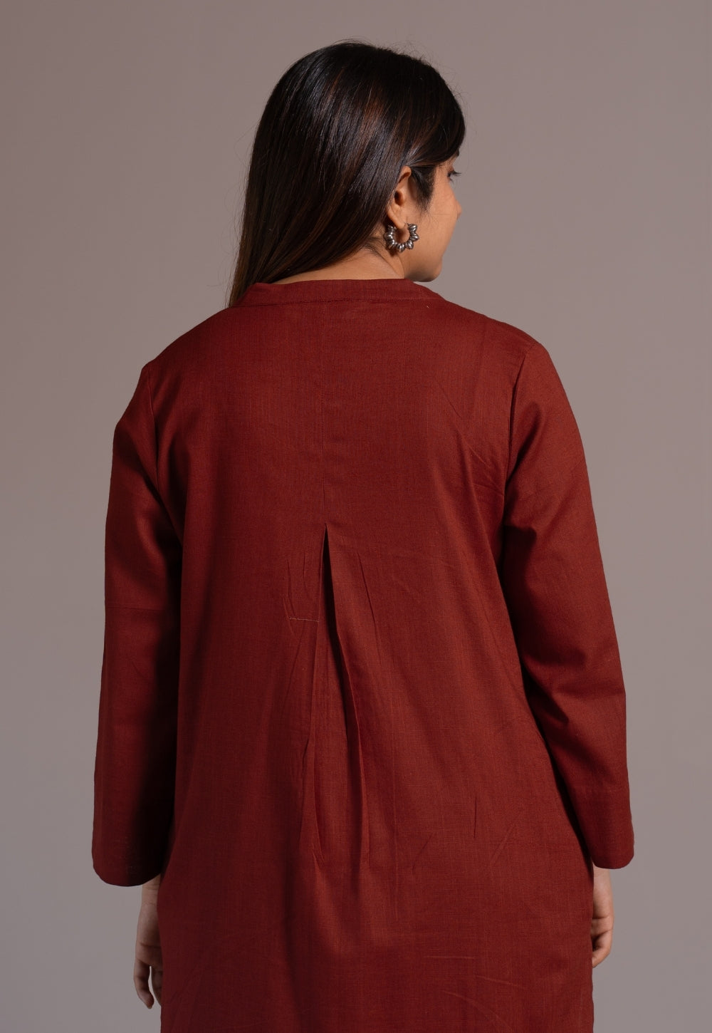 Madder Solid Slub Cotton Straight Kurta - DyeVerse