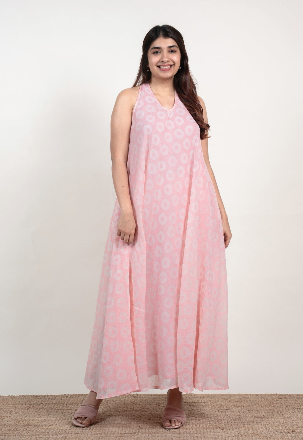 Tashi Pink Batik MulMul A Line Dress