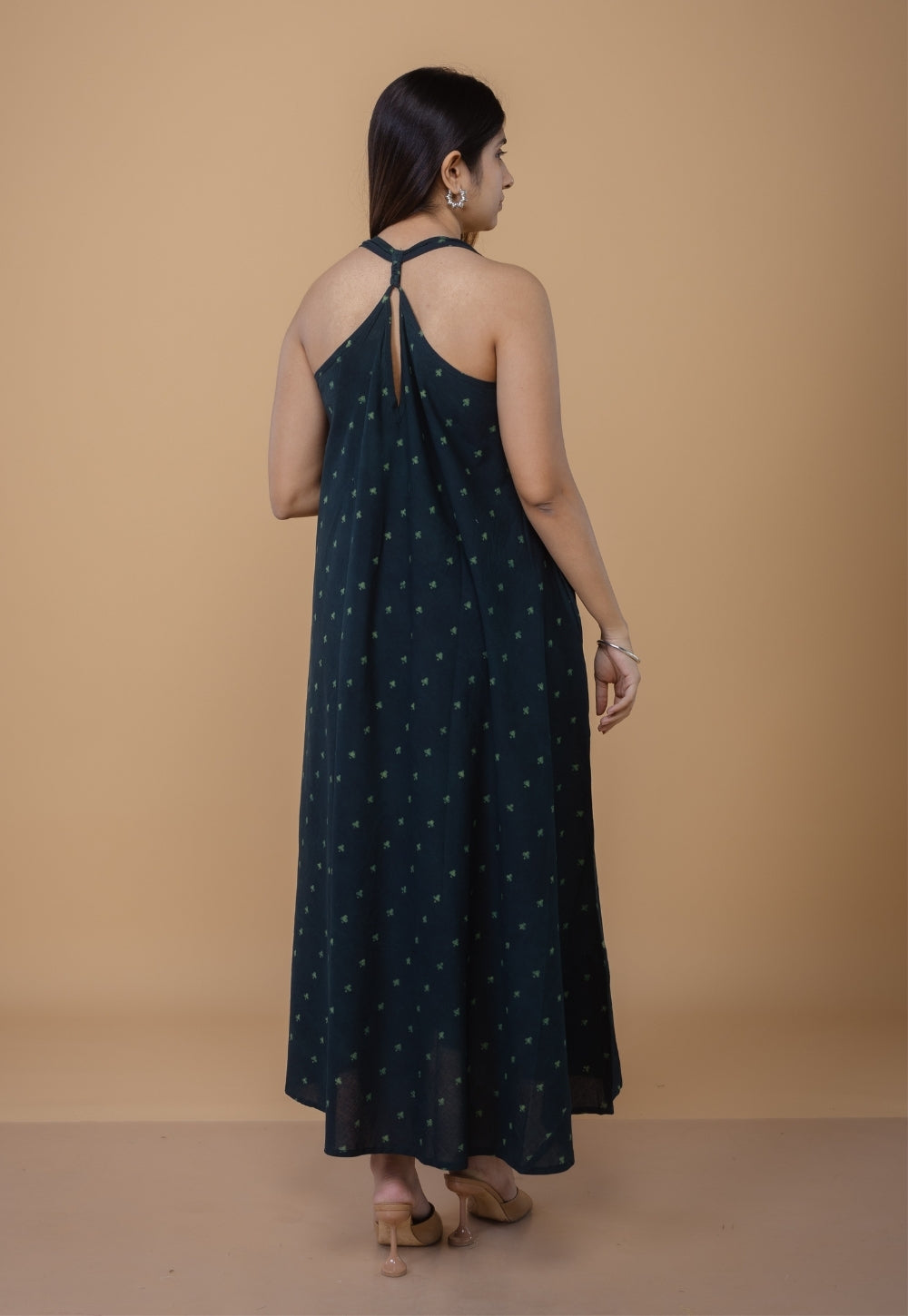 Tashi Green Dabu Cotton A Line Dress