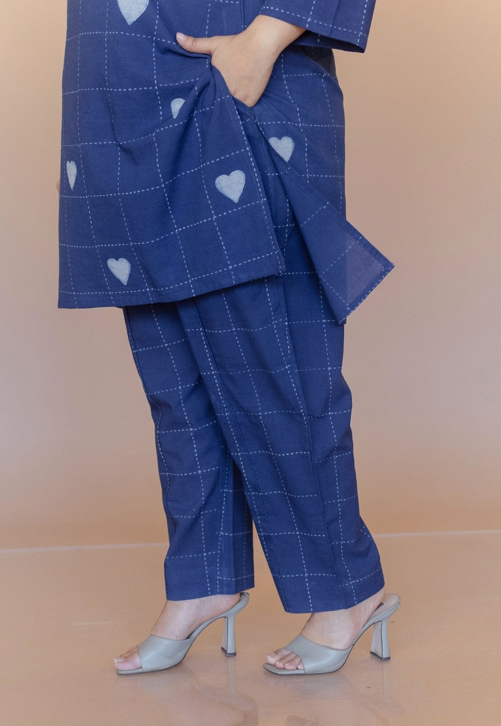 Myra Blue Dabu Cotton Straight Pant