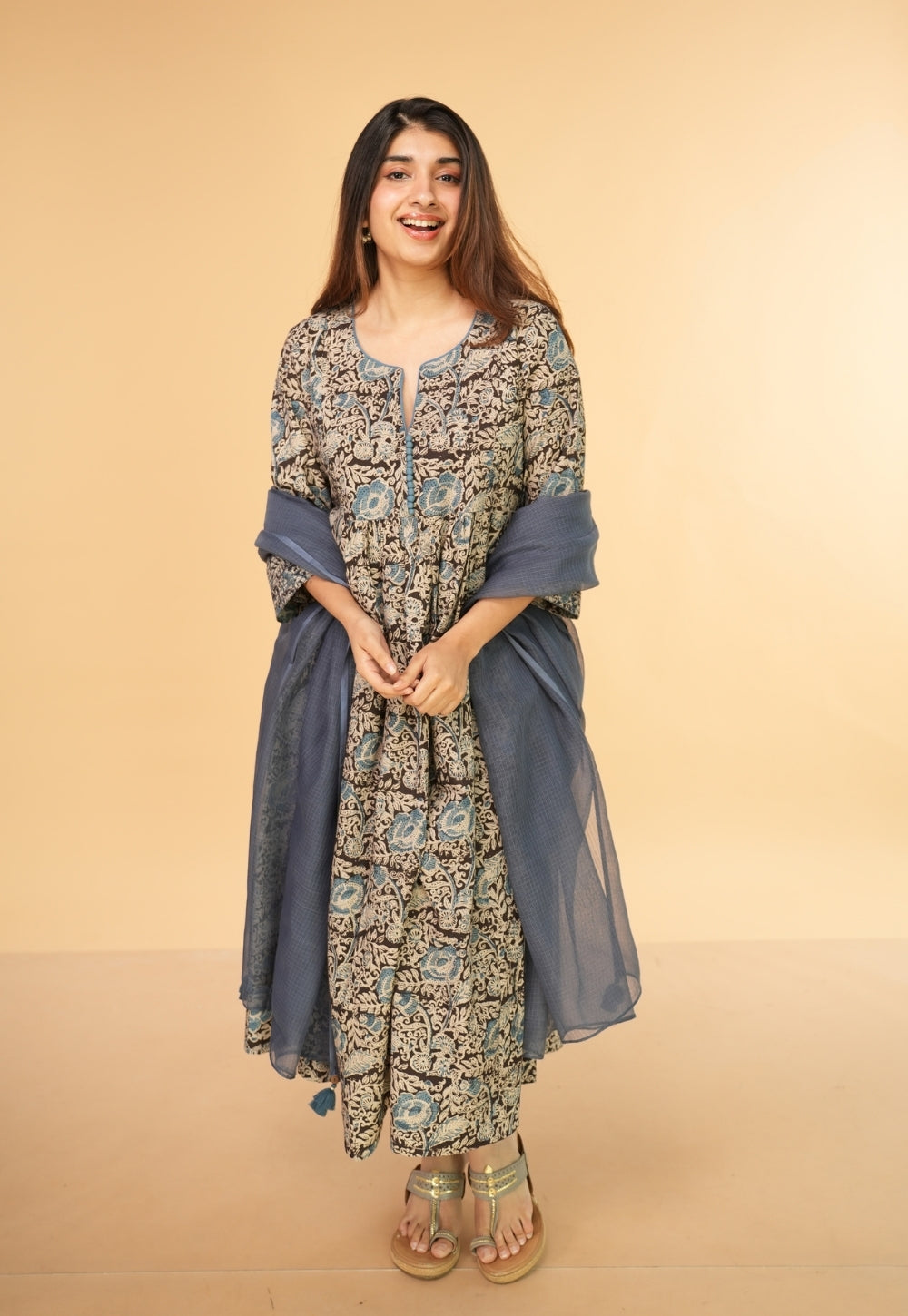 Blue Solid Kota Doria Cotton Dupatta