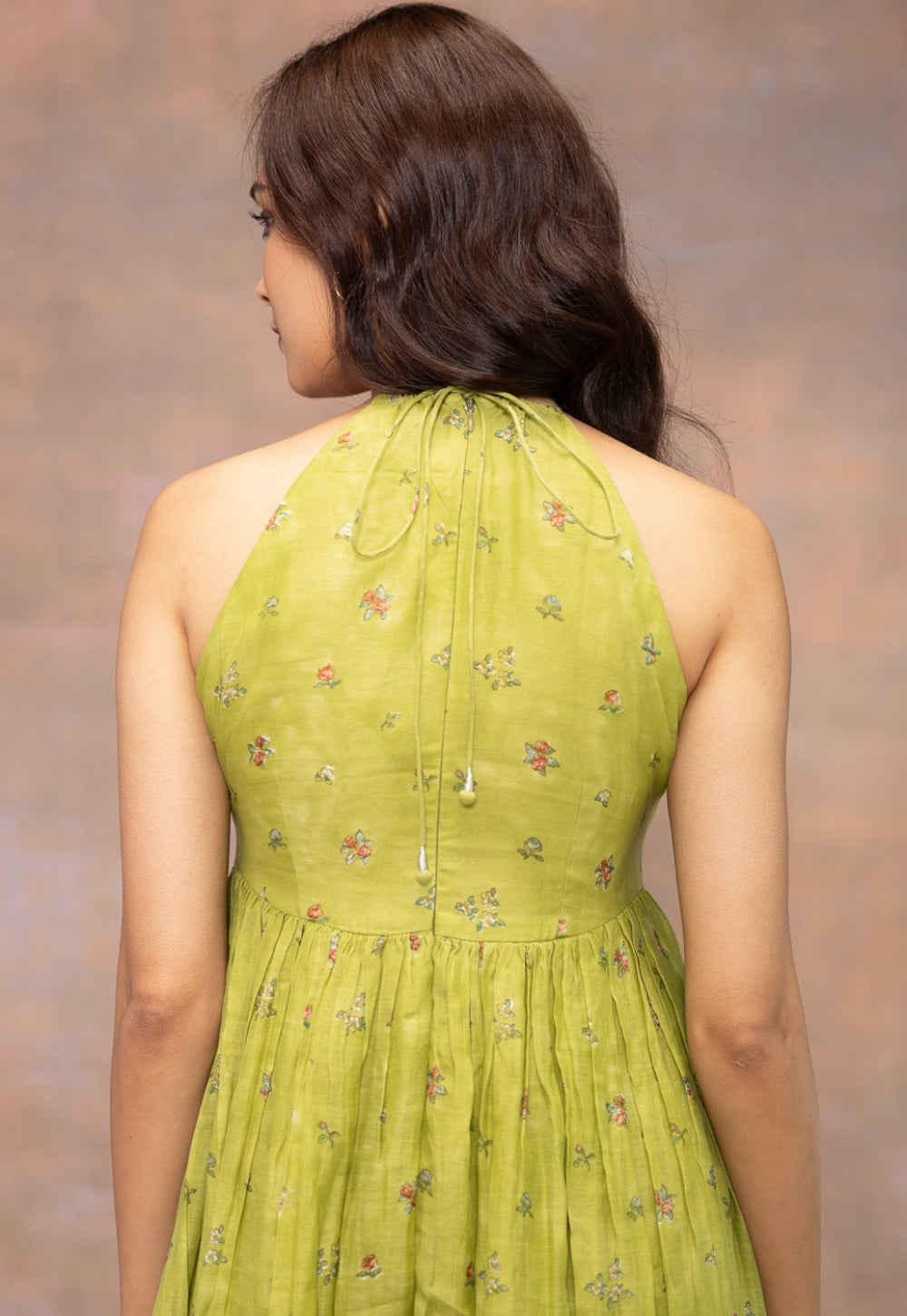 Rooz Green Sanganeri Chanderi Silk A Line Dress