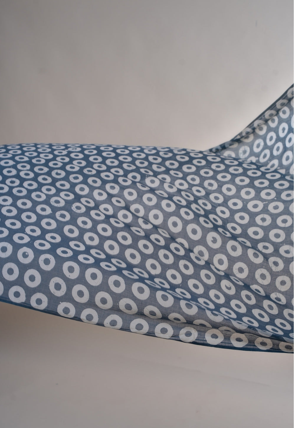 Blue Circle Batik Handblock Printed Mul Fabric