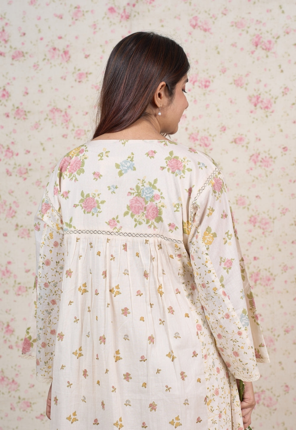 Stella White Sanganeri Mul Cotton Kali Kurta