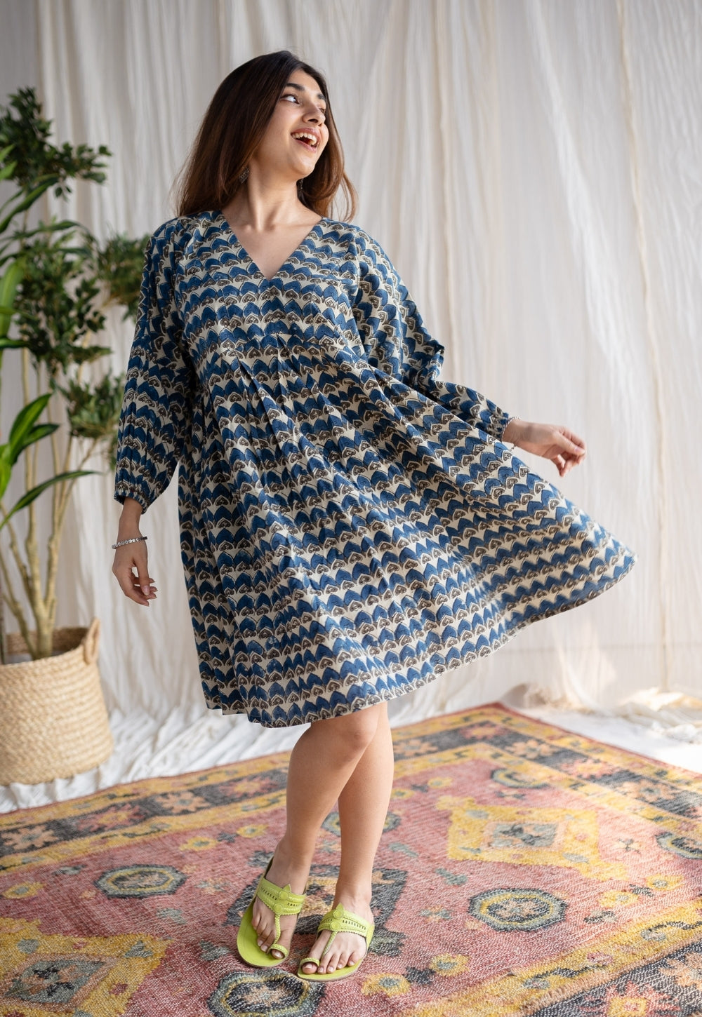 Minha Ajrakh Cotton Dress