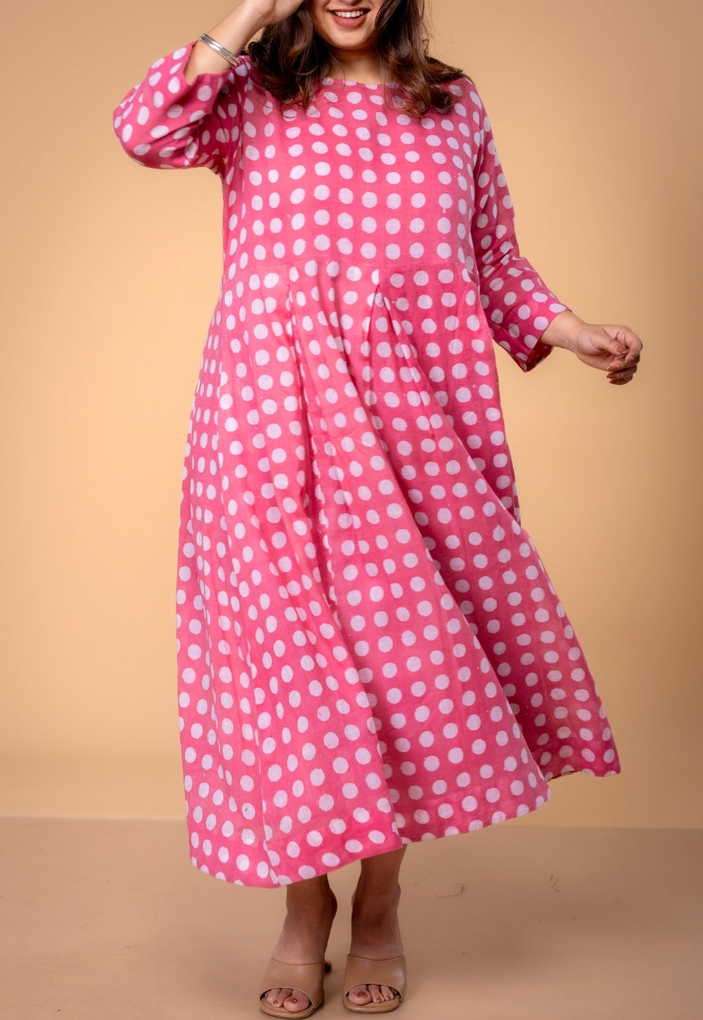 Fajar Pink Batik MulMul A Line Dress