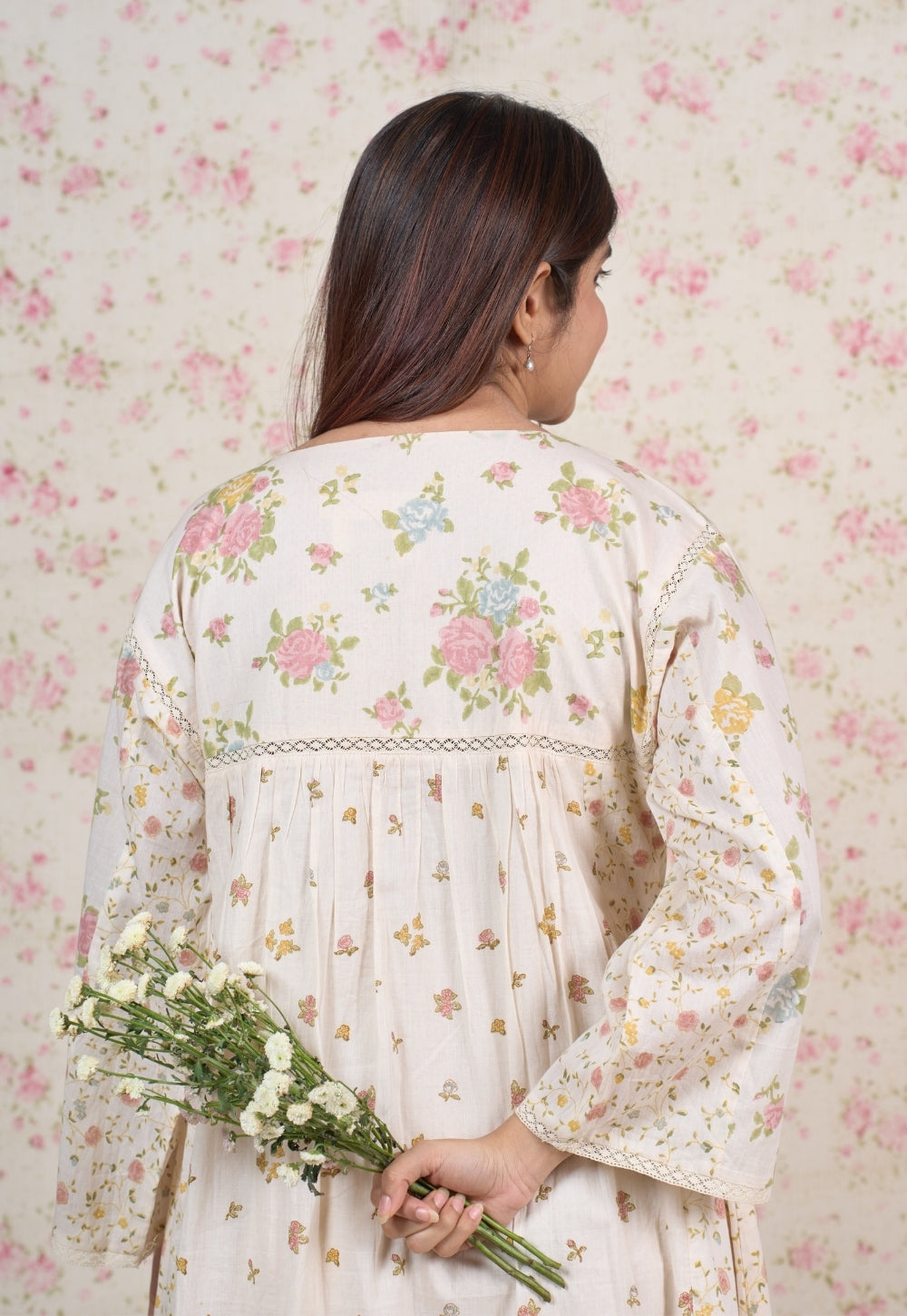 Stella White Sanganeri Mul Cotton Kali Kurta
