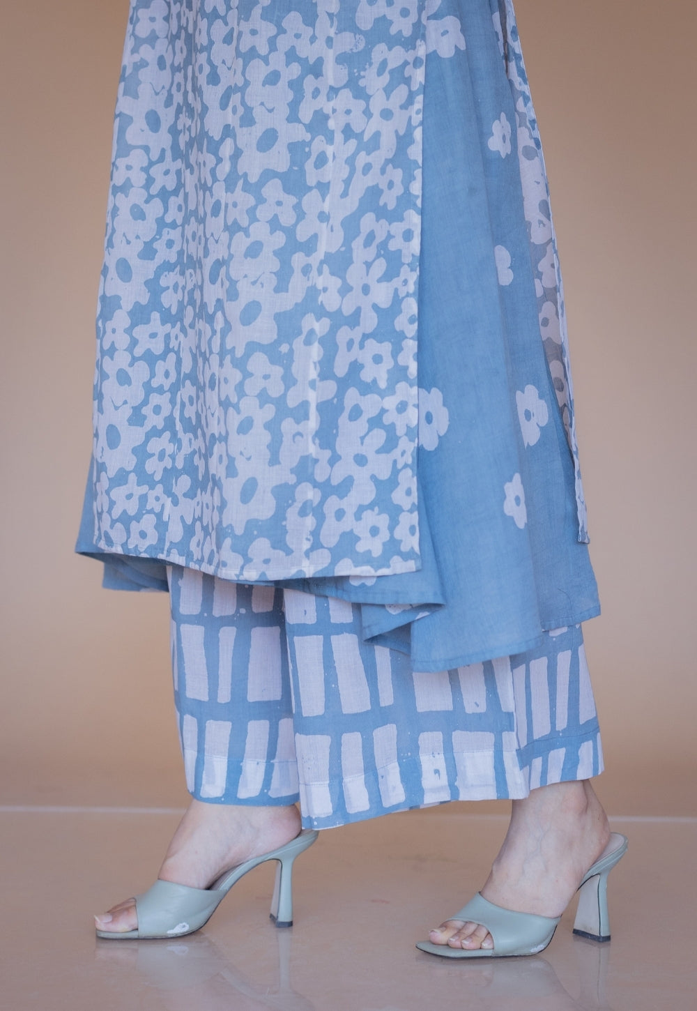 Aqsa Blue Batik MulMul Wide Pant