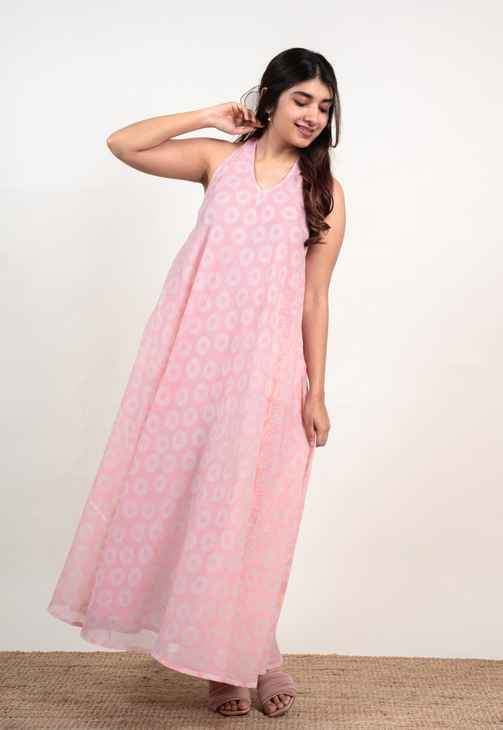 Tashi Pink Batik MulMul A Line Dress