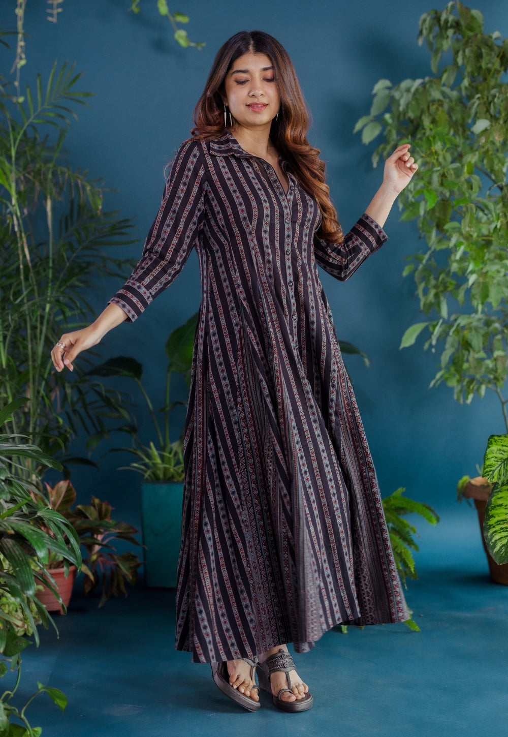 Susan Black Ajrakh Cotton A Line Dress