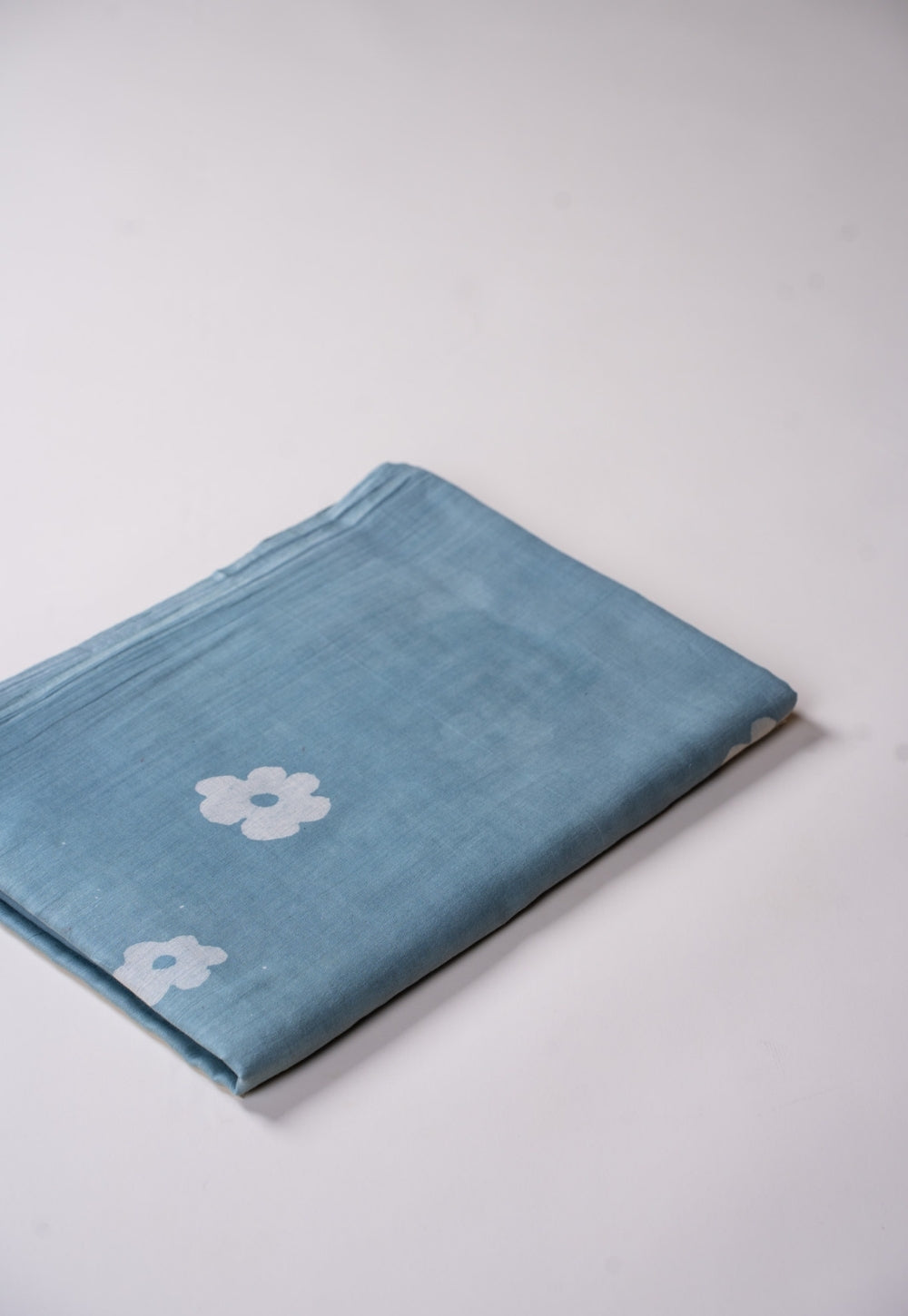 Blue Pansy Floral Batik Handblock Printed Mul Fabric